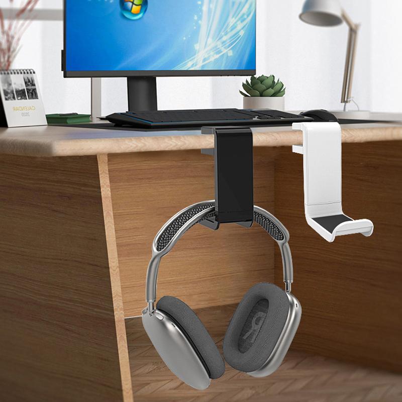 Universal Headset Stand Table Side Hanging Storage Rack 360°Rotating Headphone Organizer Clamp No Punch Desk Hanger For Earphone