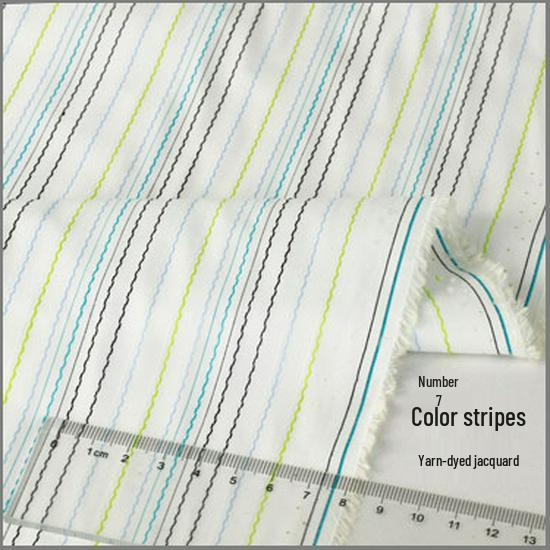 Blue, White, Gray Striped Cotton Fabric for Summer Shirts and Work Dresses