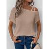 Short-sleeved Solid Tops for Women Summer New Styles Versatile Off-shoulder Knitted Women's Clothing