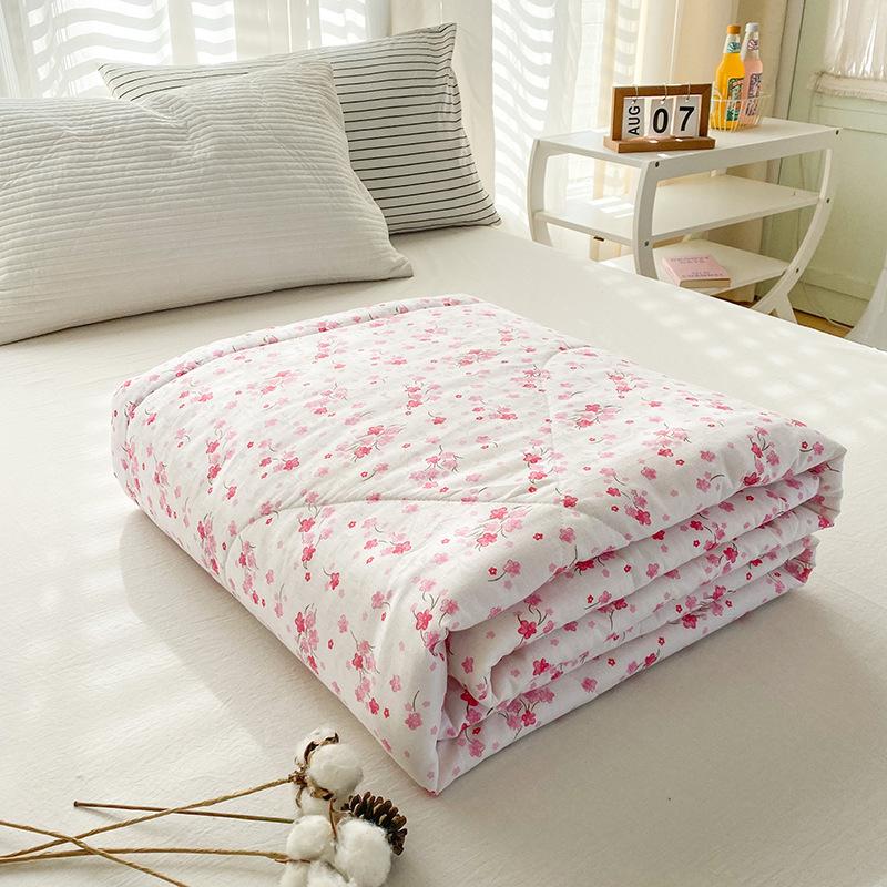 Cool Cotton Summer Thin Quilt, Machine Washable Single Double Pure Cotton Quilt, Air Conditioning Summer Blanket