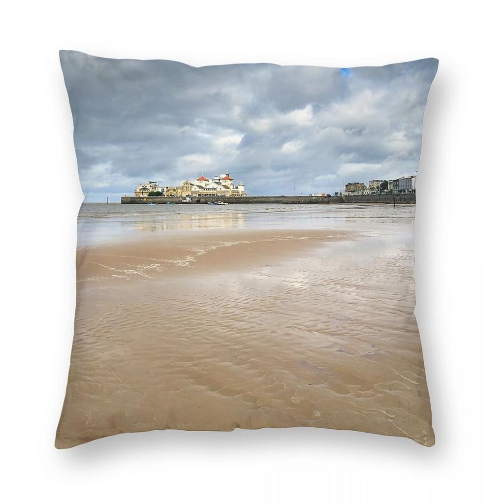 Kingstone Island Weston Super Mare Square Pillowcase Polyester Linen Velvet Pattern Decorative Throw Pillow Case Room Cover