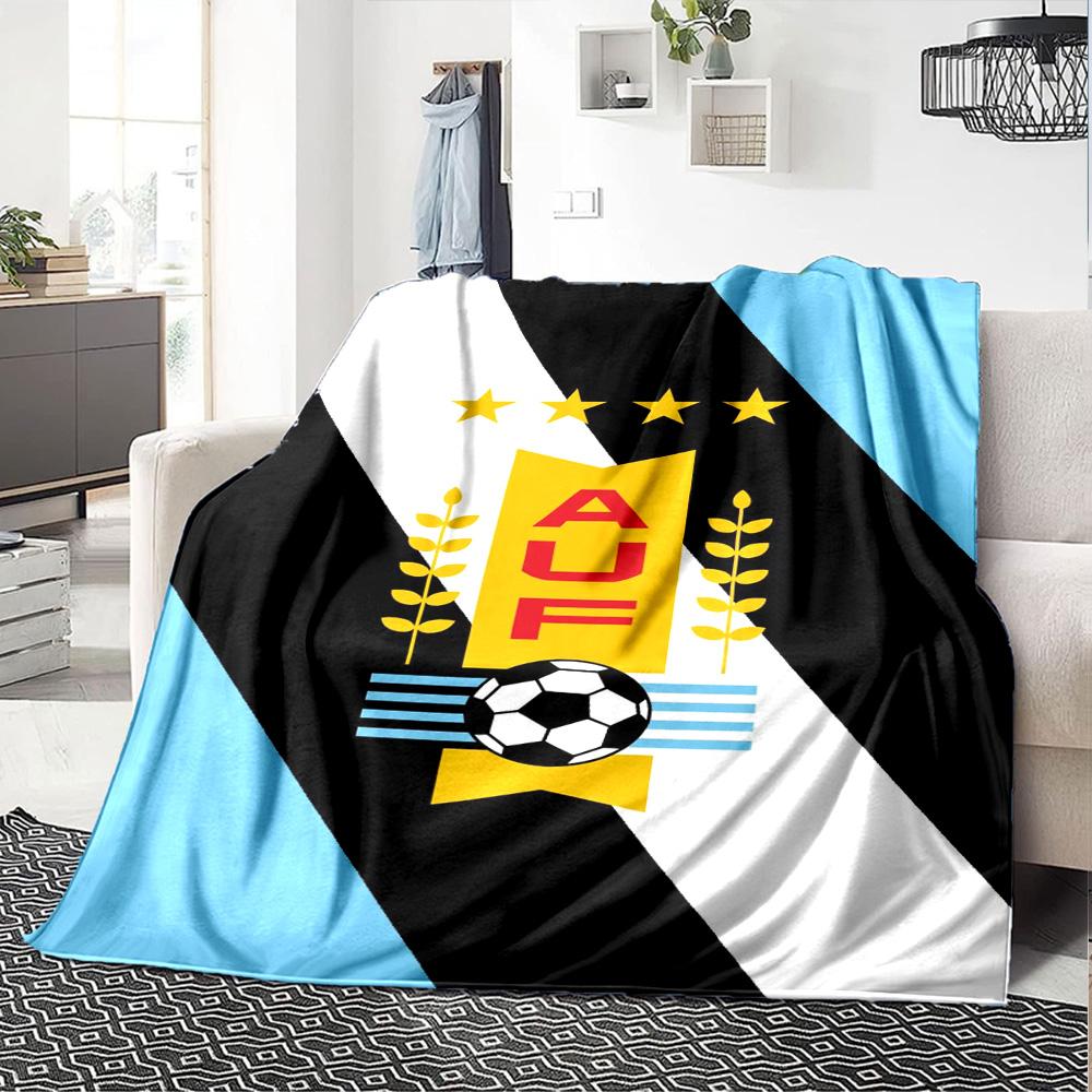 Uruguay Celeste Football Print Flannel Blanket High Quality Warm Comfortable Cover for All Seasons Perfect for Gifts Home Decor