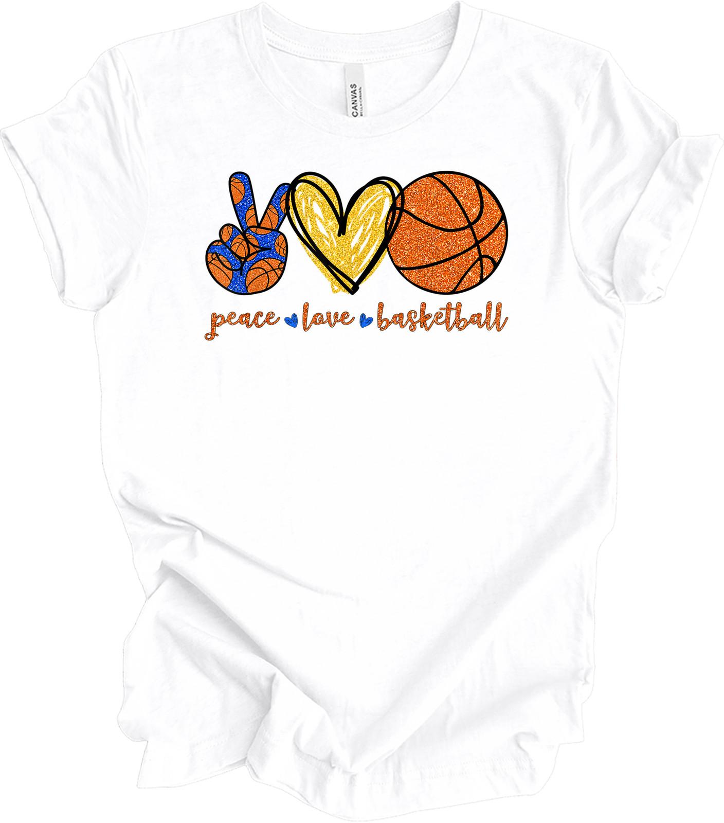 Peace Love Basketball Shirt - Cute Basketball Mom Gift - Basketball Player Tee S