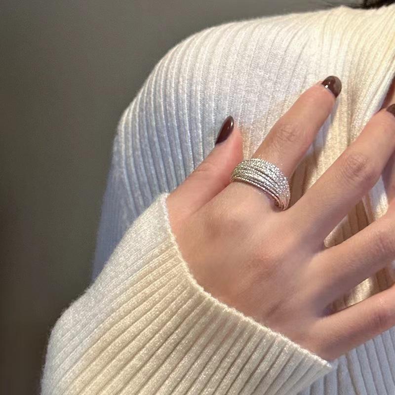 Sterling Silver Open Ring Personality Versatile Design Fashion Temperament Live Adjustable Ring Women