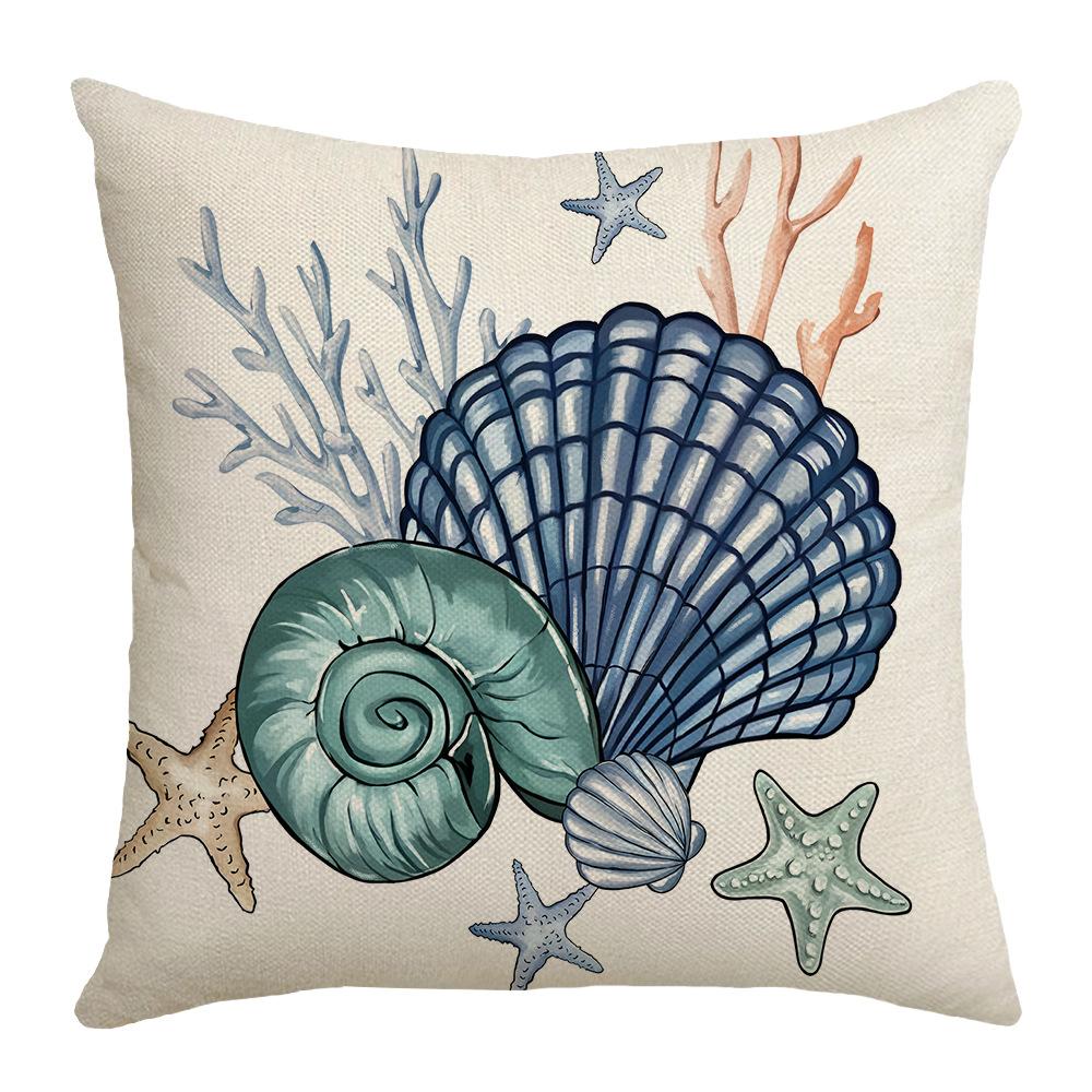 

Весна Новый Принт Подушка Лен Чехол для Подушки Дивана Письмо Морская Жизнь Синий Чехол для Подушки 45 * 45Cm (excluding pillow core)