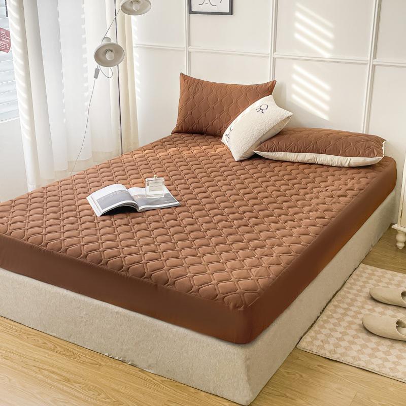 Solid Color Quilted Waterproof Bed Sheet - Thick Brushed Simmons Protective Cover for Home Use