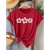 Elegant Short-Sleeved Top for Women Featuring a Hibiscus Flower Print Fashion Kawaii T-shirt Women's Y2K Clothing