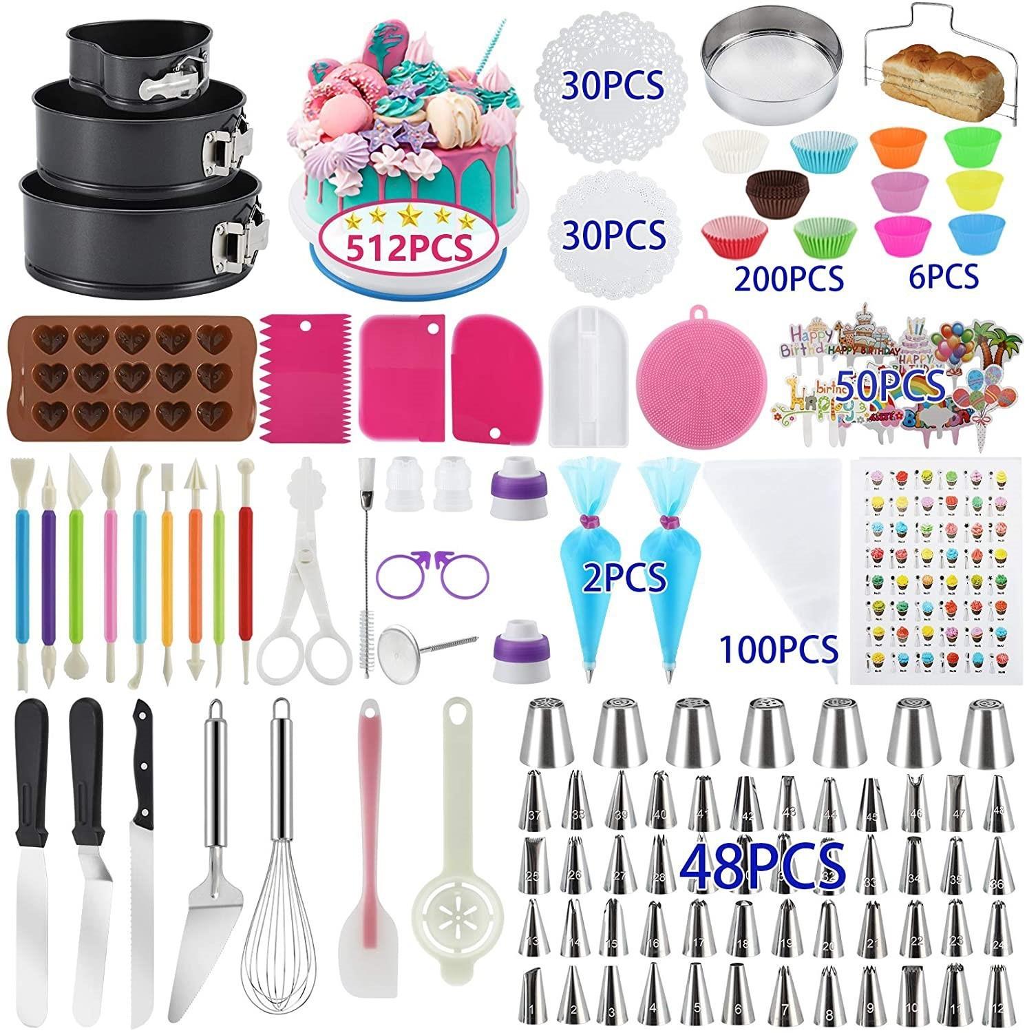 Cake DIY Cake Baking Tools 80pcs Icing Baking Nozzles Piping Bags Sets Decorating Kits Cake Turntable Pastry Tools for Kitchen