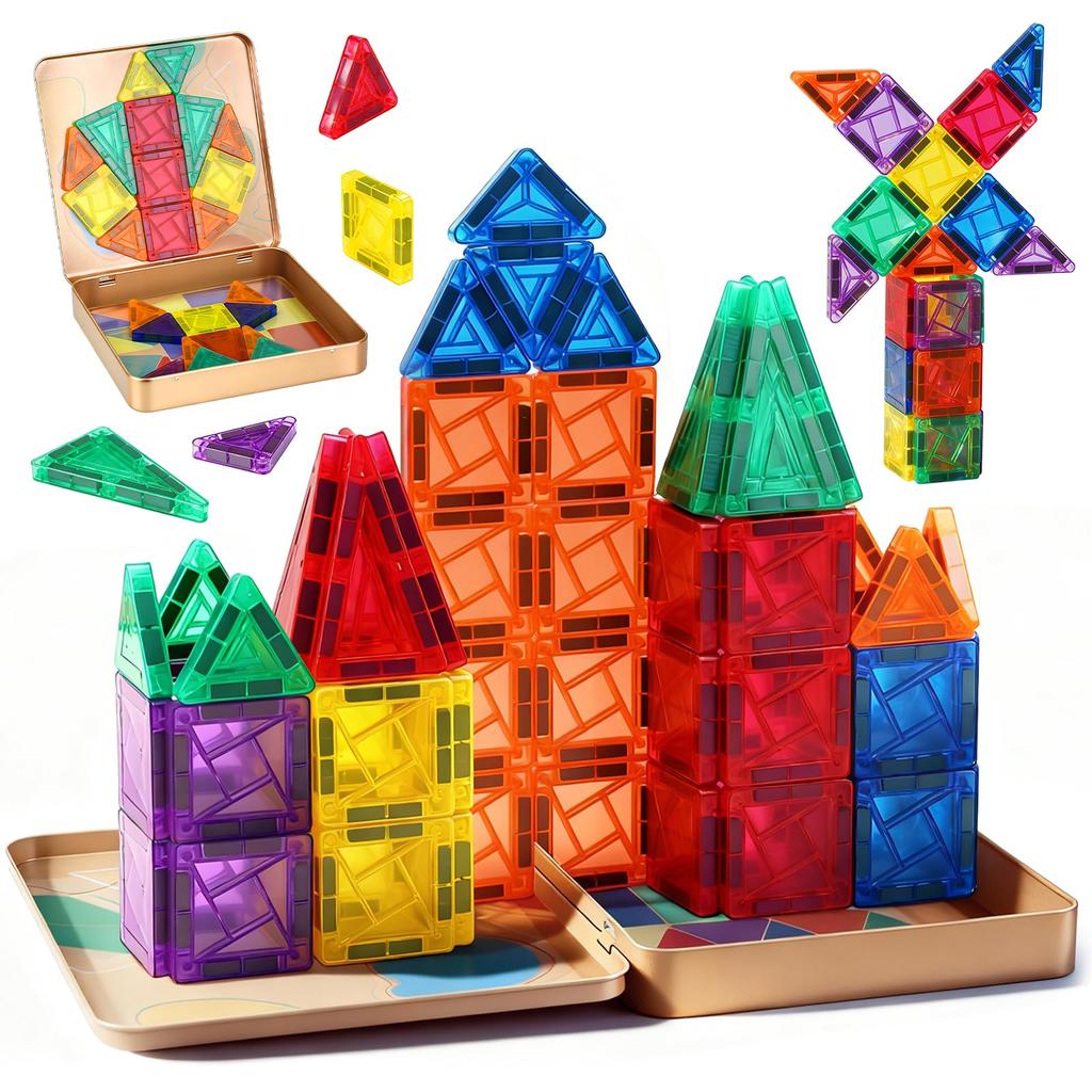 60 STÜCKE Mini Magnetische Magnetspielzeuge in einer Blechdose Pädagogische Geburtstags-Weihnachtsgeschenke Bausteine, Kiste, Spielzeug, Geschenke,
