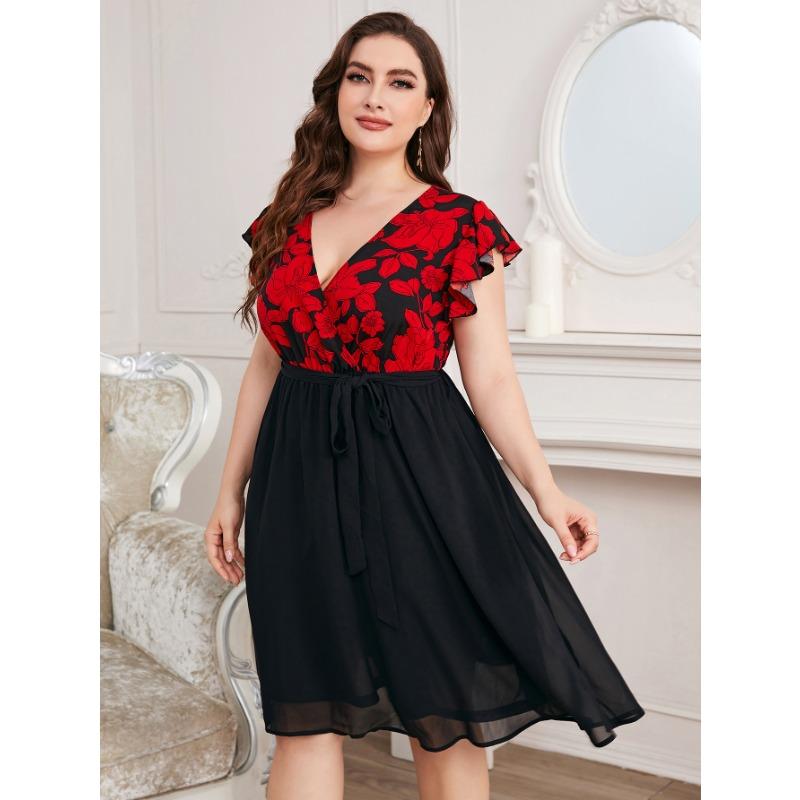 Summer Women's Dress V-Neck Large Size Fashion Printed Loose Dresses