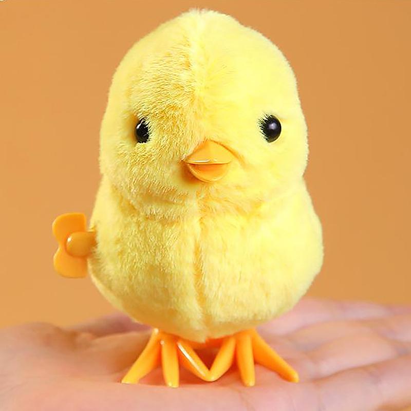 Cute Plush Animals Wind Up Toy Novelty Jumping Walking Chick Duck Fun Crawl Learning Supplies Props Kids Baby Educational Gifts
