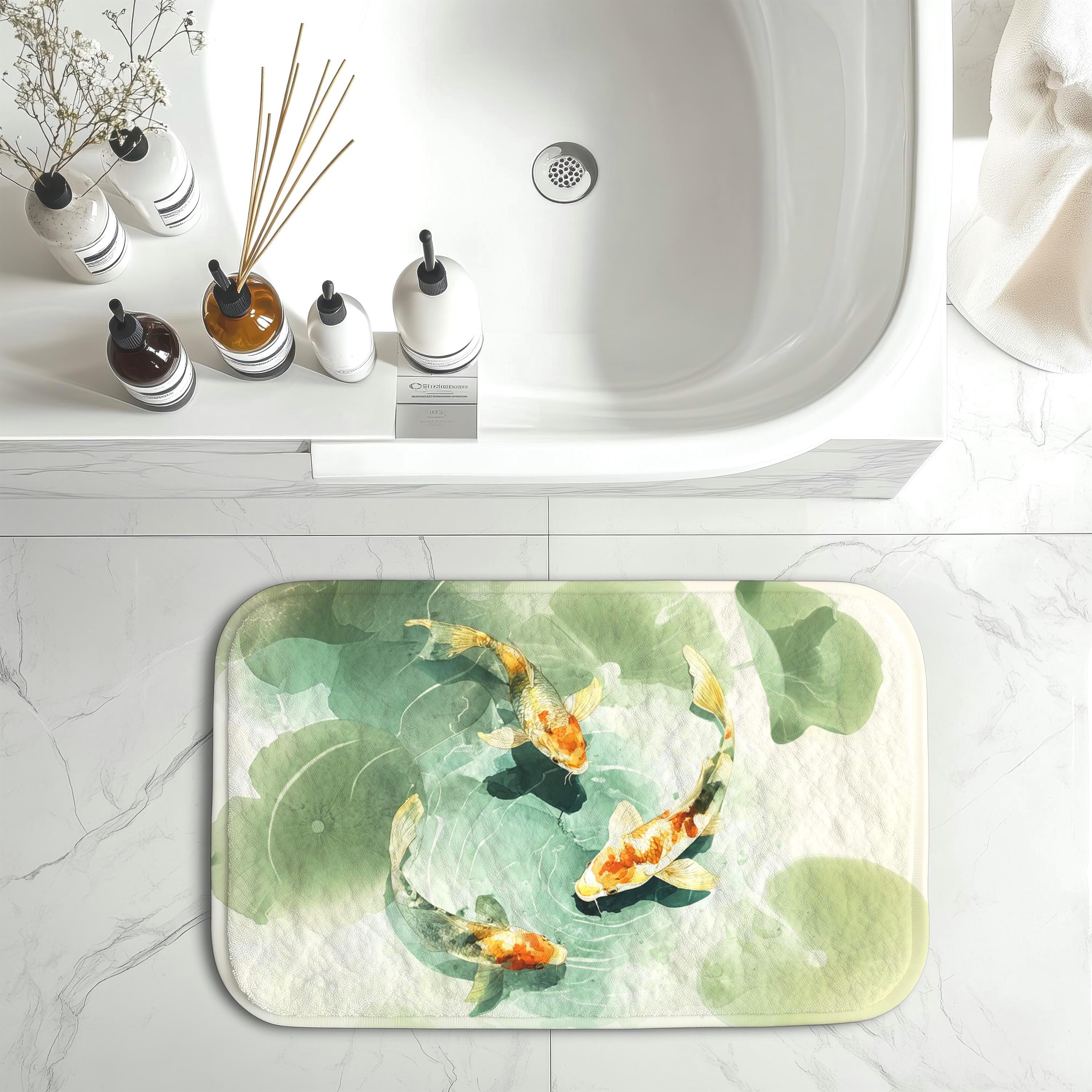 

Flower Pool Koi Pattern Carpet Fish School 2D Printed Floor Mat Living Room Bedroom Kitchen Decoration Carpet 40cm x 60cm