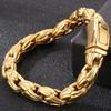 10MM Width Sunflower Seeds Style Chain Man Bracelet for Men Gold Color Polished Stainless Steel Male Bracelets Wrist Jewelry