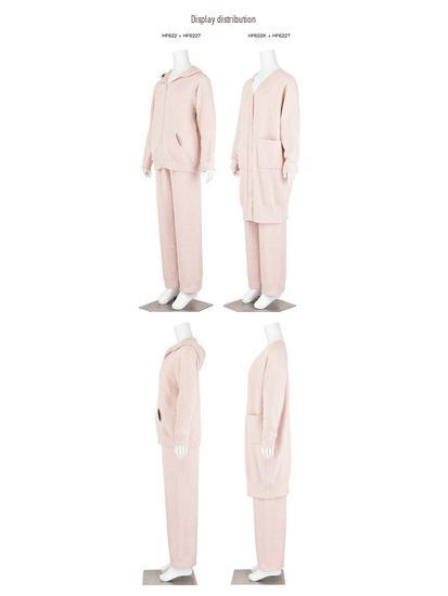 Damen Fleecegefütterter Kapuzen-Cardigan und Lange Hose Set