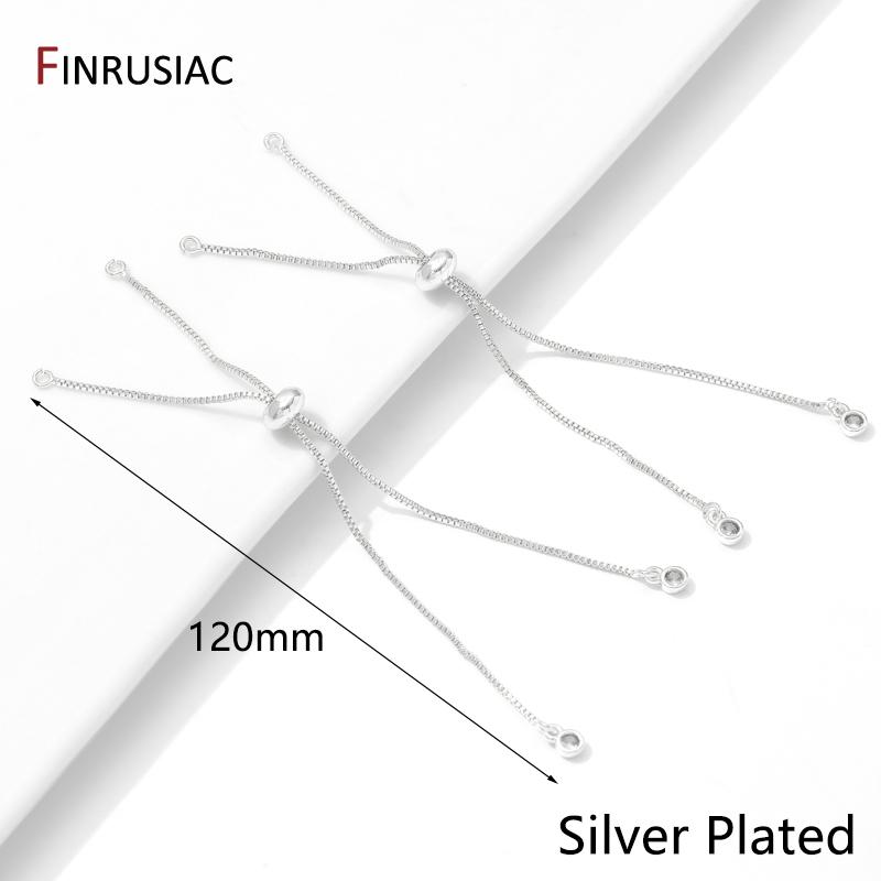 

14K Gold Plated Brass Inlaid Zircon 12cm Adjustable Slider Bracelet Chain,Box Extender Chain For DIY Bracelet Making Accessories 1 piece
