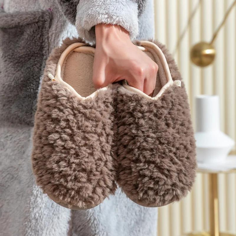 Fashion Women Slippers Winter New Short Plush Indoor Flat Slides Comfort Soft Furry Bedroom Slipper Fluffy Cotton Shoes