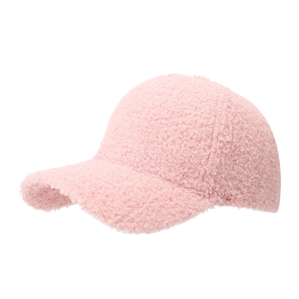 Solid Color Thickened Lamb Wool Baseball Cap Outdoor Cold-resistant, Warm and Windproof Korean Version of Men's and Women's Versatile Cap