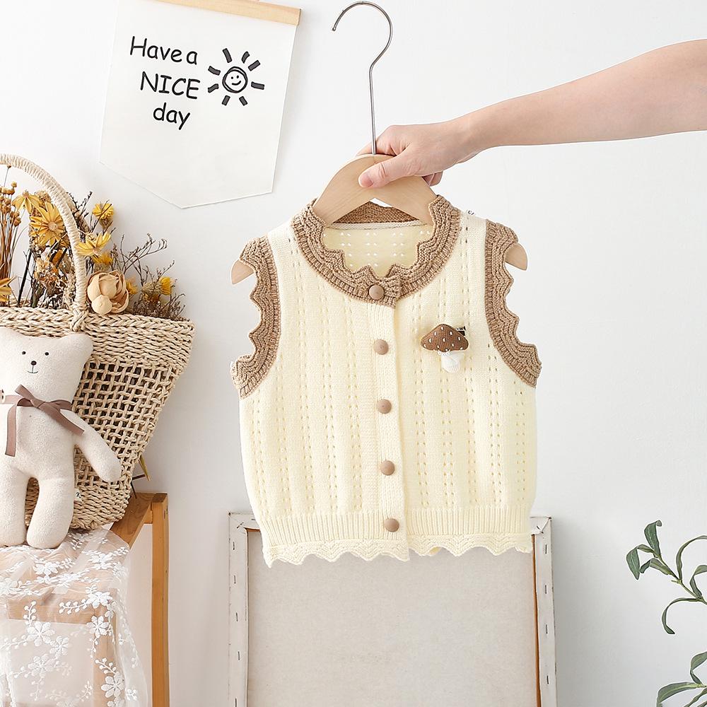 

2025 Spring & Autumn Cute Kids Knit Sweater Vest - Fashionable Sleeveless Cardigan 73 cm