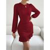 Tooxika 2024 New Sexy Slim Hip Fishtail Skirt OL Temperament Commuting Round Neck Long Sleeve Dress