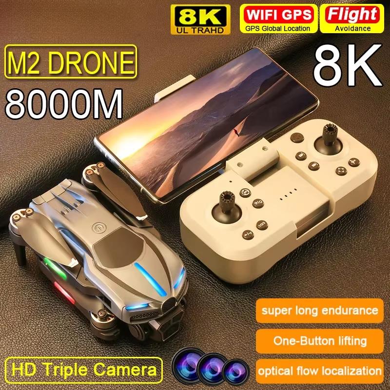 Nový Mini M2 Drone 8K Trojitá HD kamera 4K Professional Optical Flow WiFi FPV Vyhýbání se překážkám Bezkomutátorové dálkové ovládání Kvadrokoptéra jako hračka