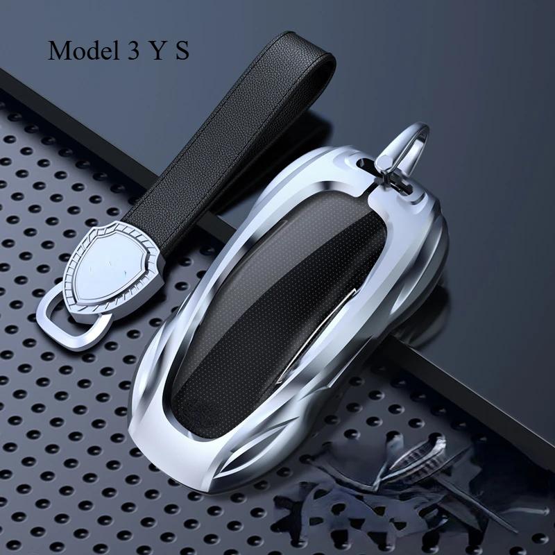 For Tesla Model 3 Y S Model X Zinc Alloy Black Car Key Protection Shell Cartoon Smart Remote Key Cover Car Accessories