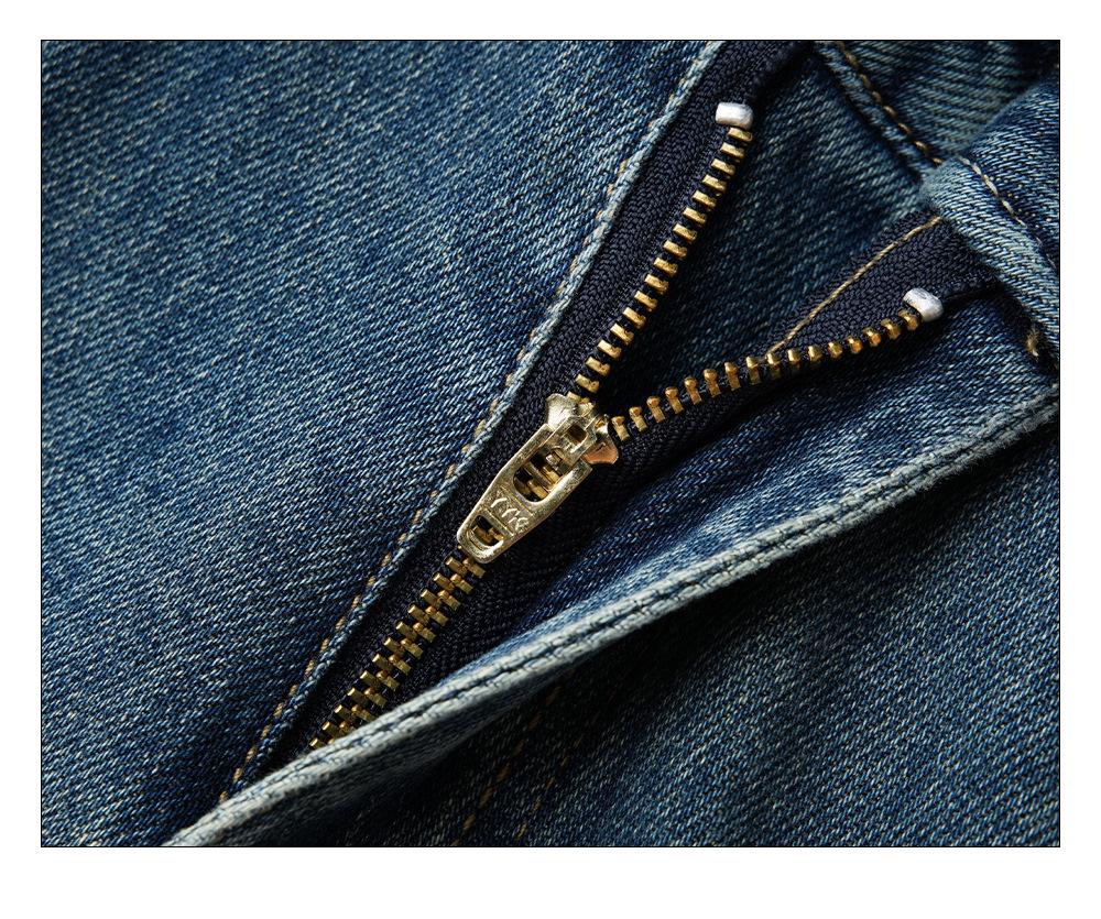 Jeansi Retro Albastru Damă cu Talie Înaltă și Picior Larg - Brodați, Croială Largă, Primăvară/Toamnă 2025