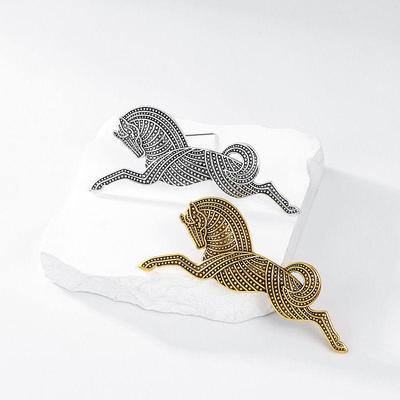 Zodiac Retro Pferd Brosche, Galvanisierte Legierung Anstecknadel für Männer und Frauen