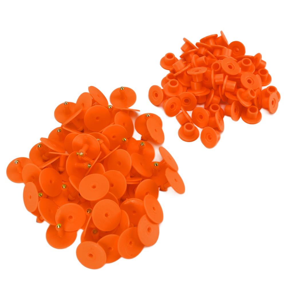 100 BUC Etichete Rotunde pentru Urechi Animale Ușor de Distins și Utilizat Număr Etichete pentru Urechi Animale Portocaliu