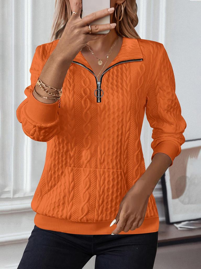 2026 Autumn/Winter Women's Casual Lapel Zipper Long Sleeve Pocket Hoodie