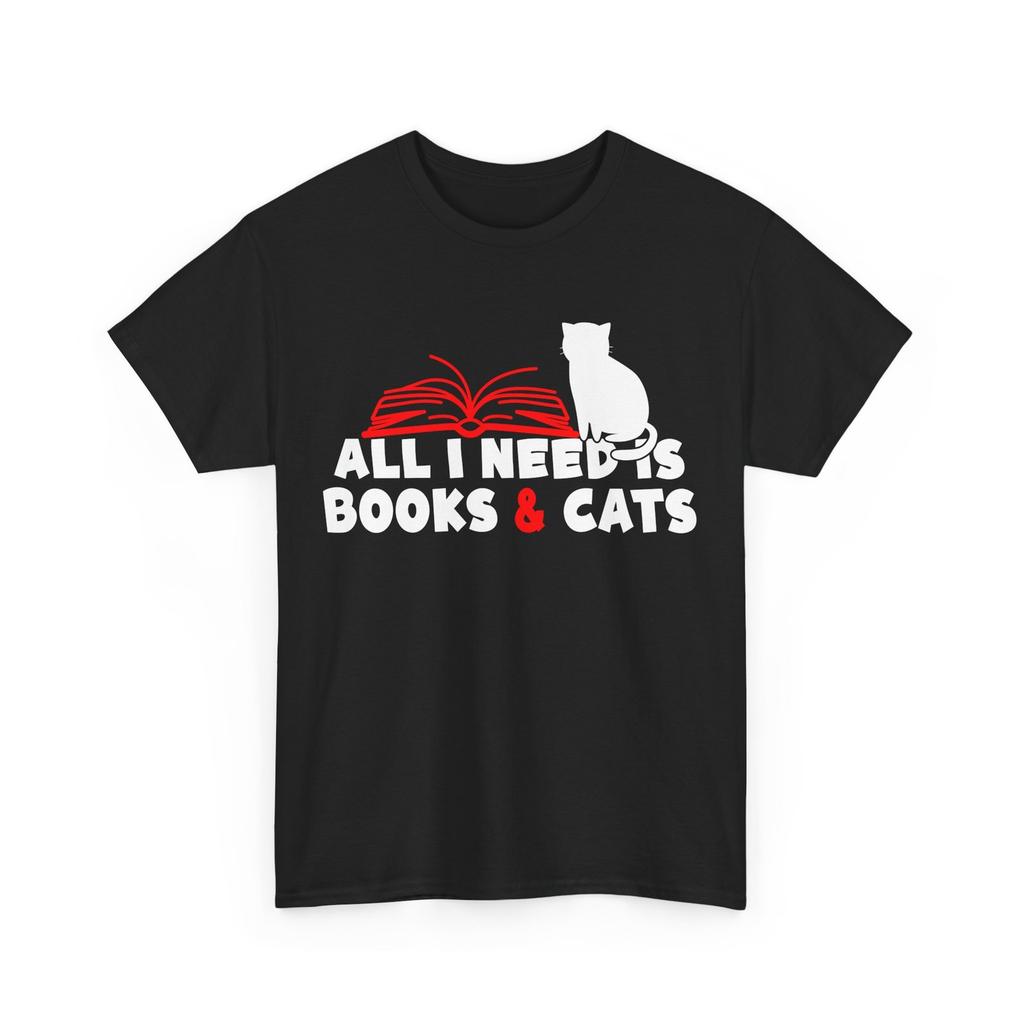 Bookworm Books Reading Lovers All I Need Is Books And Cats Funny T-Shirt