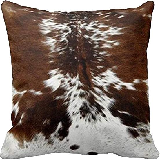 Leaveland Throw Pillowcase 20 x 20 Tri Color Brown Cowhide Print Throw Pillow Cover