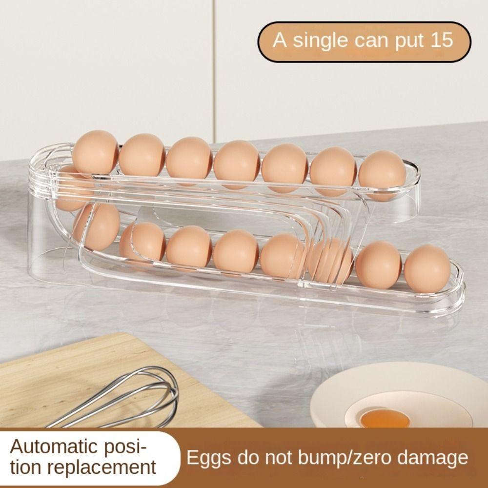 

Double-layer Egg Storage Rack Automatic Scrolling Rolling Egg Holder Egg Dispenser for Kitchen