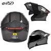 Unisex Full Face Flip-Up Motorcycle Helmet with LED Taillight, All-Season, 3C/DOT Certified