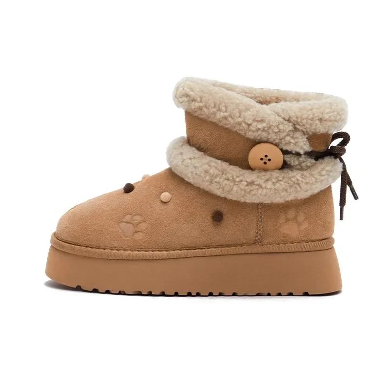 Winter Fashion Women's Boots Thick-Soled Cute Cotton Shoes, New Plus Velvet Thickened Warm Snow Boots for Women Zapatos De Mujer