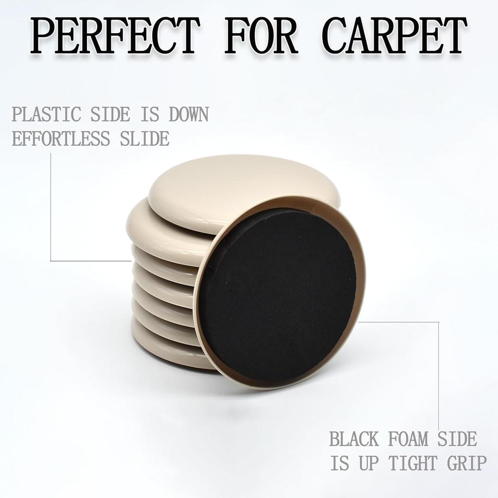 Furniture Sliders, 8 Pcs 3 1/2'' Furniture Sliders Pads for Hardwood Floors, Chair Legs Floors Protectors, Reusable Round Glides Glider, Heavy Duty