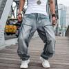 Jeans für Herren, gerade Jeans, Cargohose, Biker-Jeans, Herren, Baggy, lockere blaue Jeans