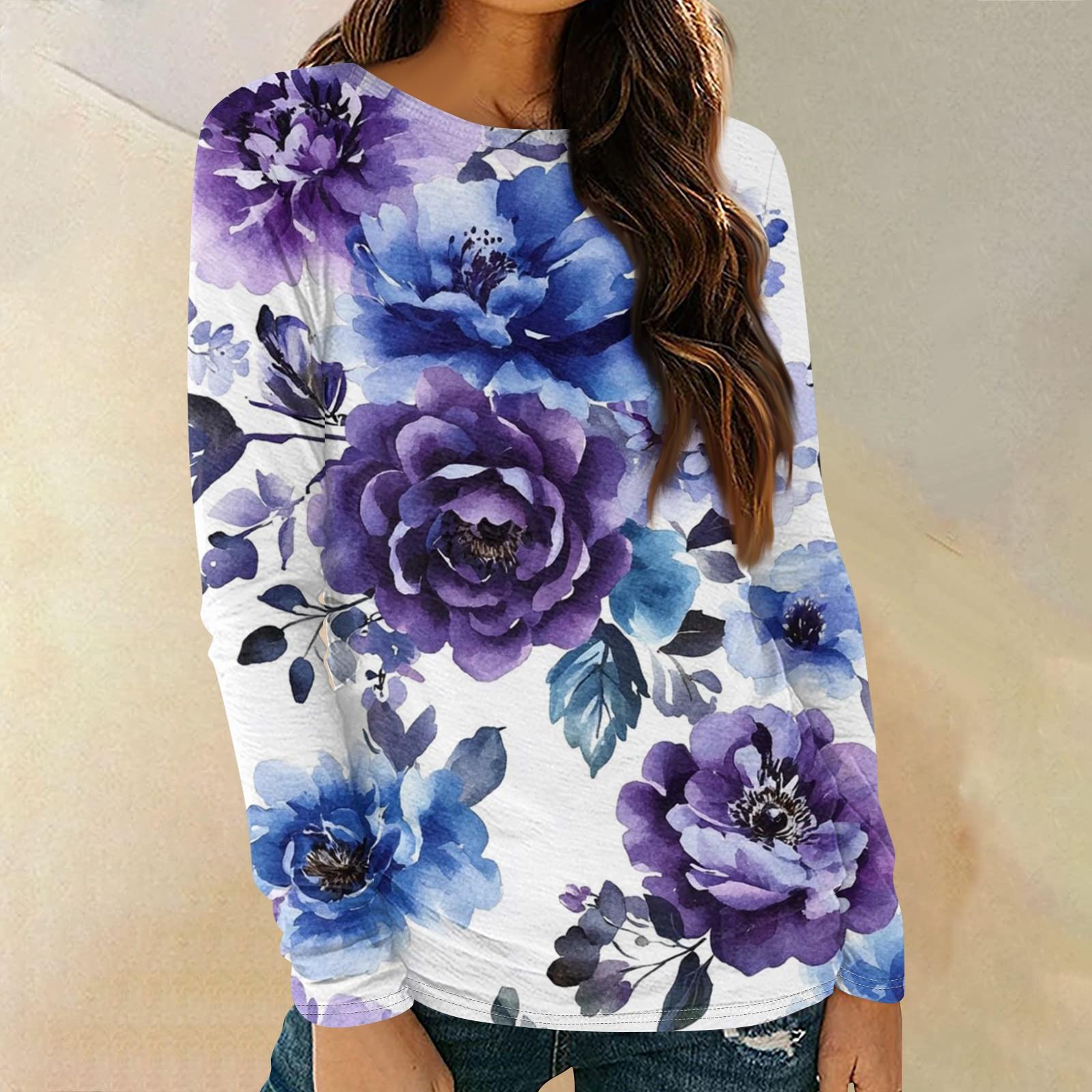 

Женские рубашки с длинным рукавом и круглым вырезом, базовая футболка, повседневный топ, модные осенние наряды, приталенные футболки L фиолетовый