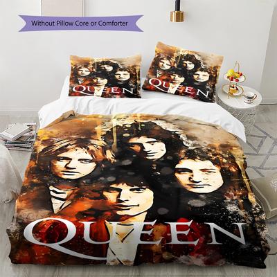 Queen Freddie Mercury Pattern Bedding,Quilt Set Quilt Cover Pillowcase Home Birthday Gift (1 * Duvet Cover + 2 * Pillowcase, Without Core)