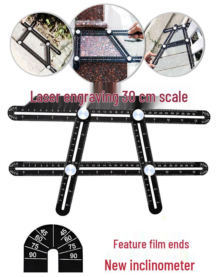 Four-Fold Multi-Angle Aluminum Alloy and Stainless Steel Ruler