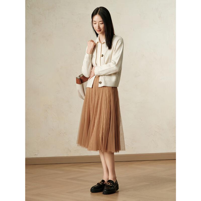 JUZUI Women's Old Money Style Wool & Cashmere Cardigan