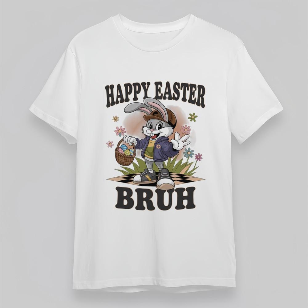 

Women s Plus Size Classic T-Shirt Happy Easter Bunny With Eggs Design Cotton Tee 3XL