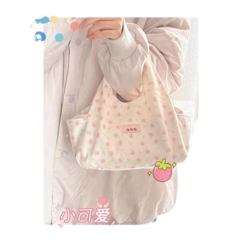 Cute canvas bag women's new large-capacity girl handbag printed handbag casual versatile tote bag