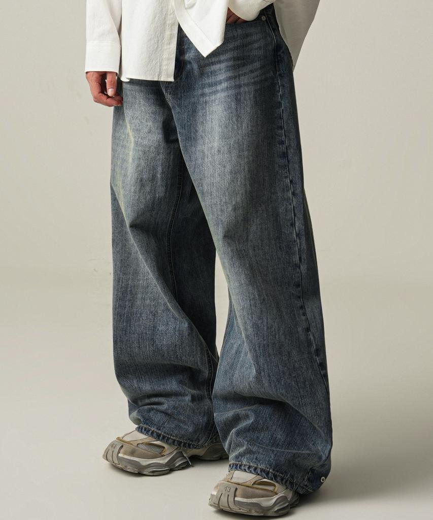 AVANDRESS Snap Wide Denim Pants Blue