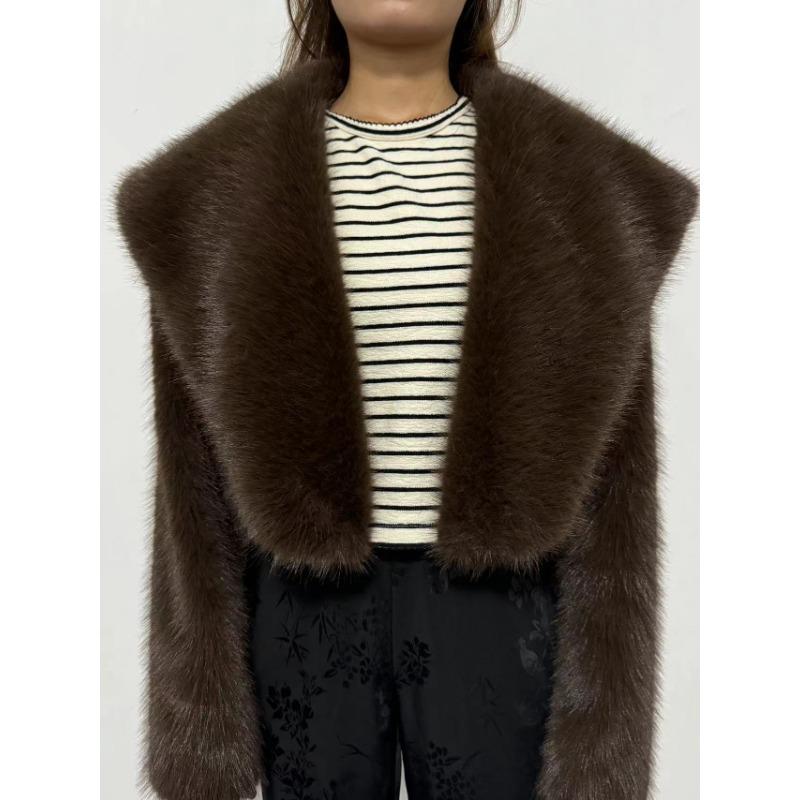 New imitation fur short coat, fashionable versatile fur coat women's long sleeves