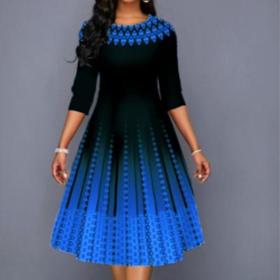 Women's Fashion Spring Autumn 1/2 Sleeves O-Neck Middle Waistline Casual Dresses