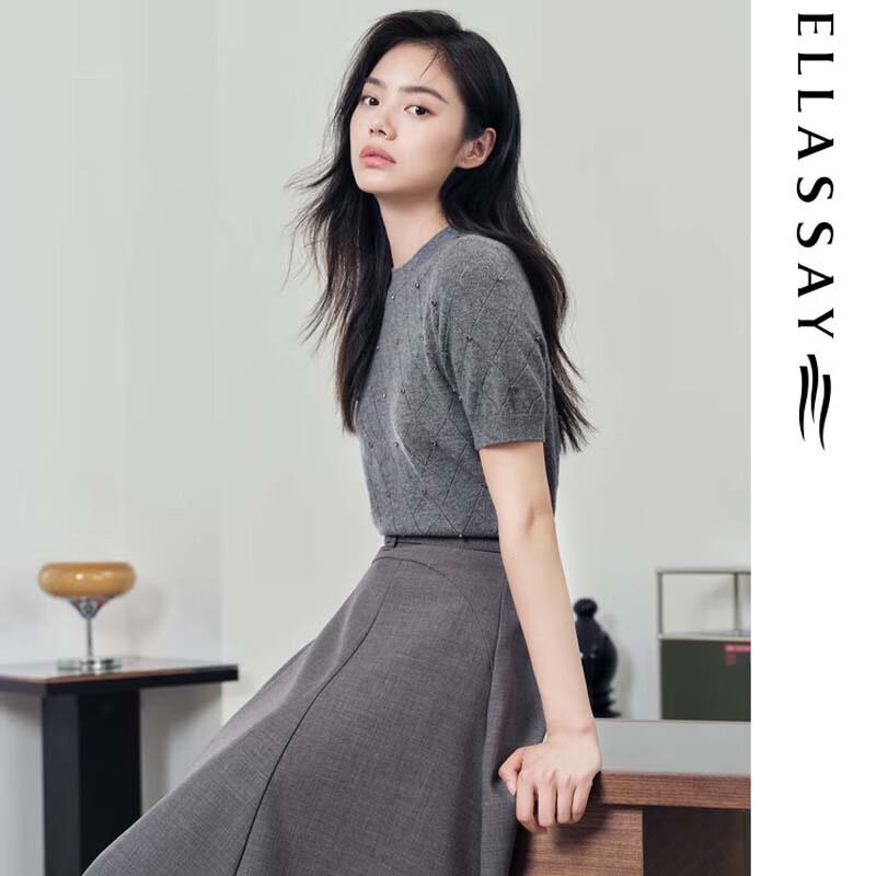 ELLASSAY Women's Wool Short Sleeve Knit Top