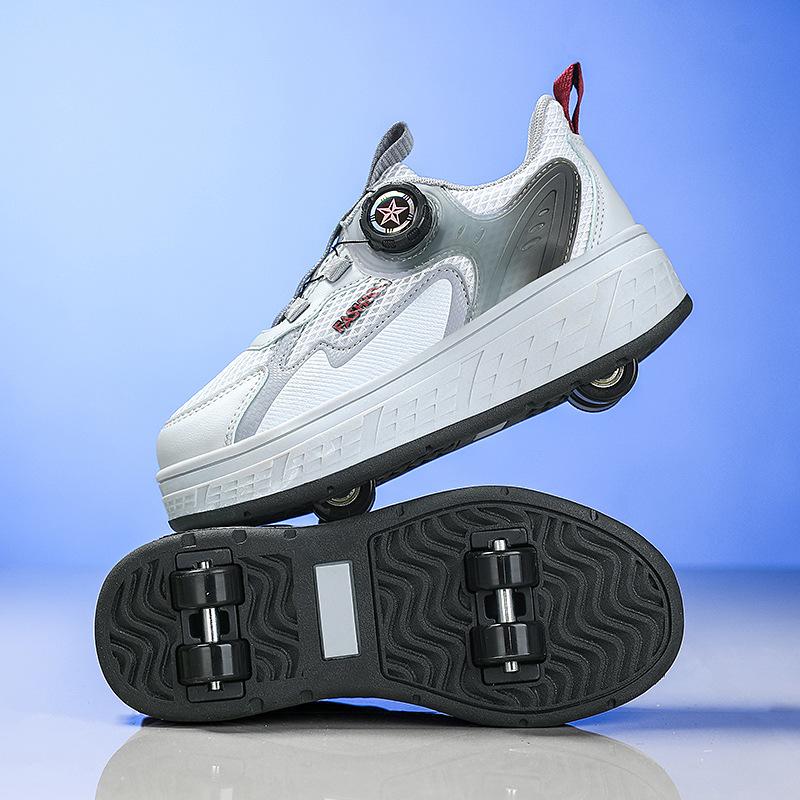 

Модные кроссовки на роликах для одноклассников весна и осень 2025 сетка средние и большие детские колесные кроссовки мужские и женские детские спортивные 40