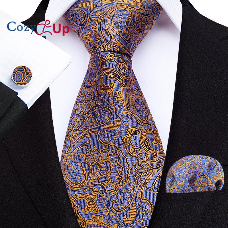 Cozy Up Three-piece Set Paisley Fashion Business Men's Tie Includes Tie Cufflinks Handkerchief