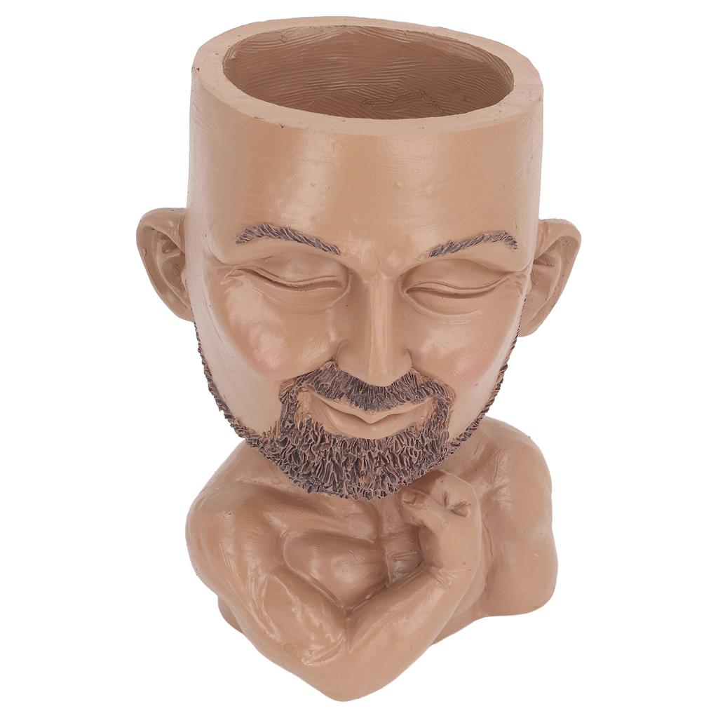 Face Planter Pot with Drainage Hole Man Face Flower Pot Head Planter Muscular Man Flower Pot for Living Room Hallway