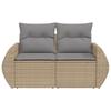 Vidaxl Gartensofa mit Kissen, 2-Sitzer, Beige, Polyrattan